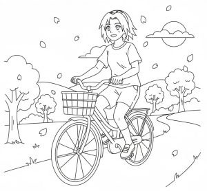 Tô màu Haruno Sakura Đi Xe Đạp