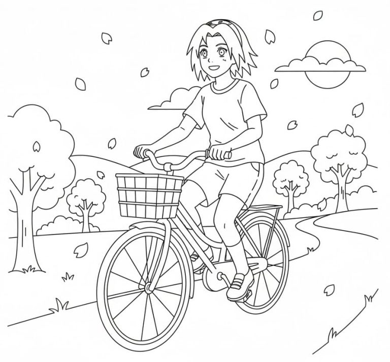 Tô màu Haruno Sakura Đi Xe Đạp