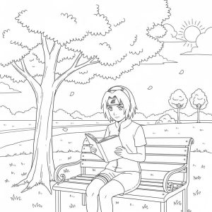 Tô màu Haruno Sakura Đọc Sách
