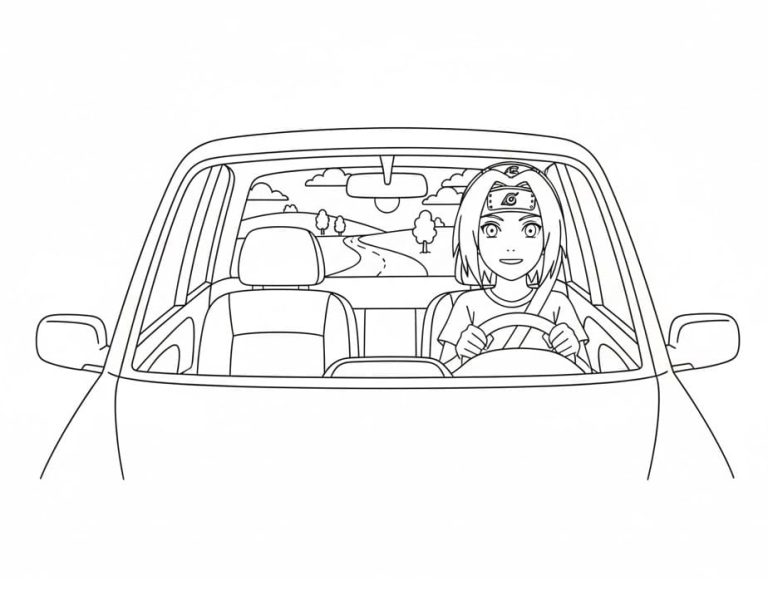 Tô màu Haruno Sakura Lái Ô Tô