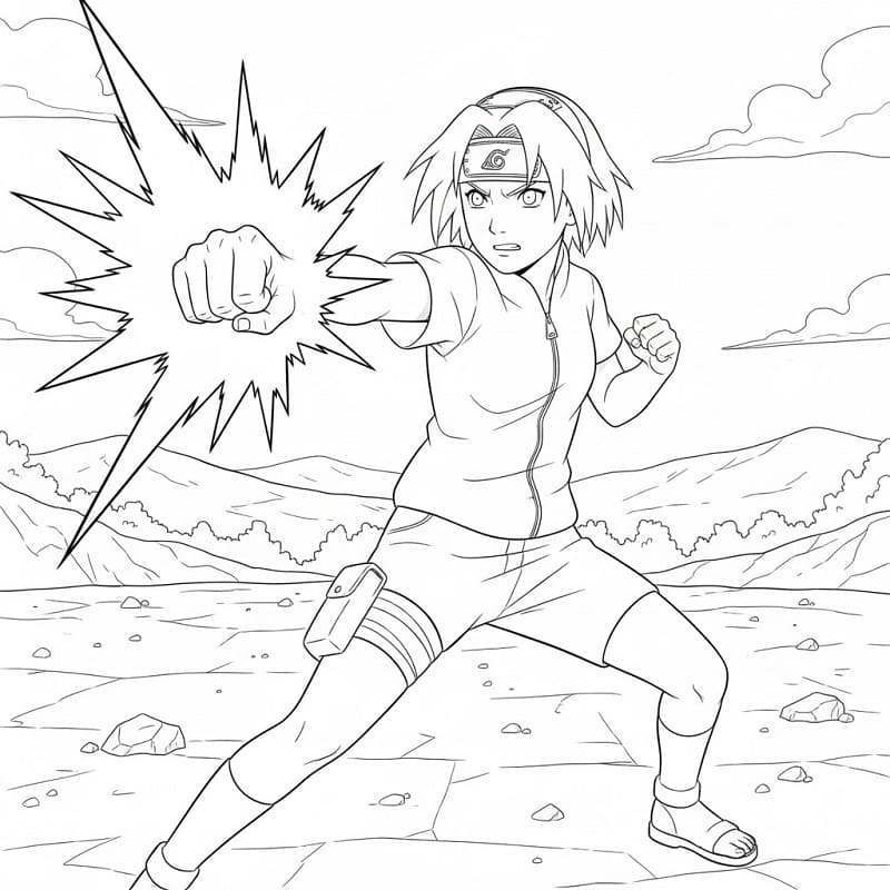 Tô màu Haruno Sakura Mạnh Mẽ