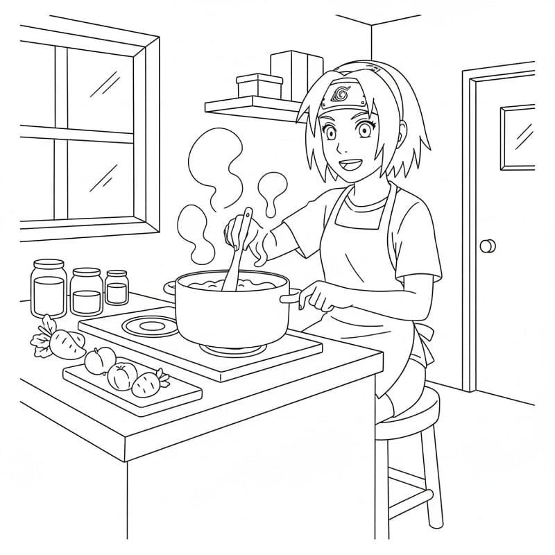 Tô màu Haruno Sakura Nấu Ăn