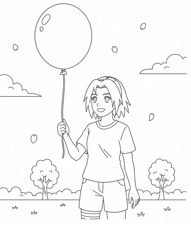 Tô màu Haruno Sakura Với Bóng Bay