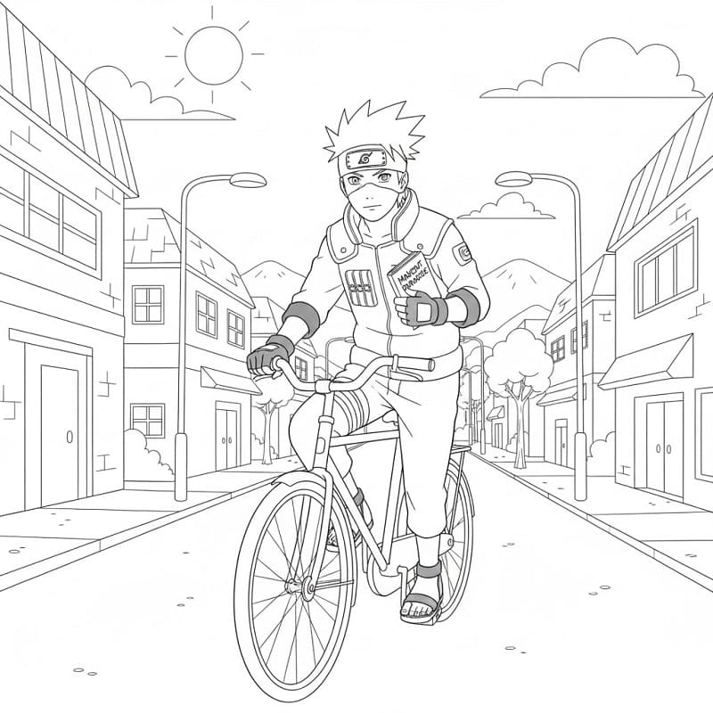 Tô màu Hatake Kakashi Đi Xe Đạp