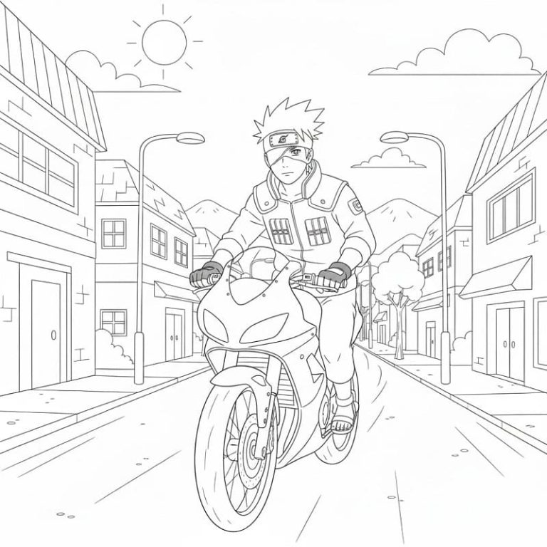 Tô màu Hatake Kakashi Đi Xe Máy