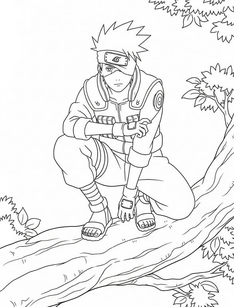 Tô màu Hatake Kakashi Trên Cây
