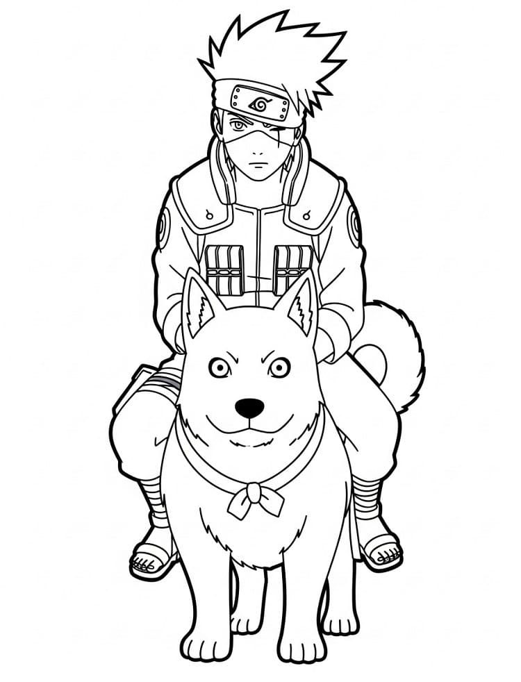 Tô màu Hatake Kakashi Và Chú Chó
