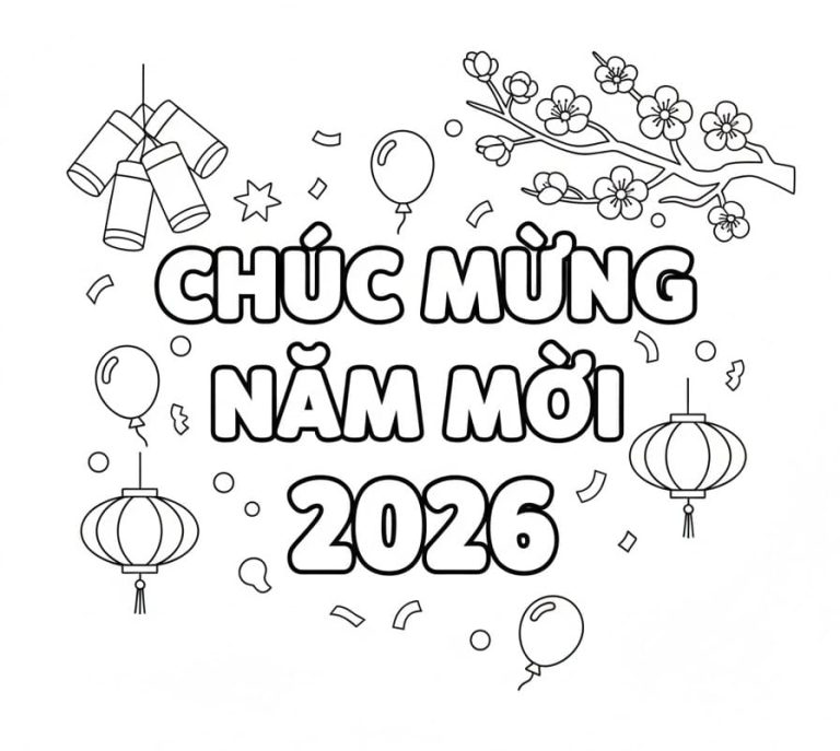 Tô màu Hình Ảnh Chúc Mừng Năm Mới 2026