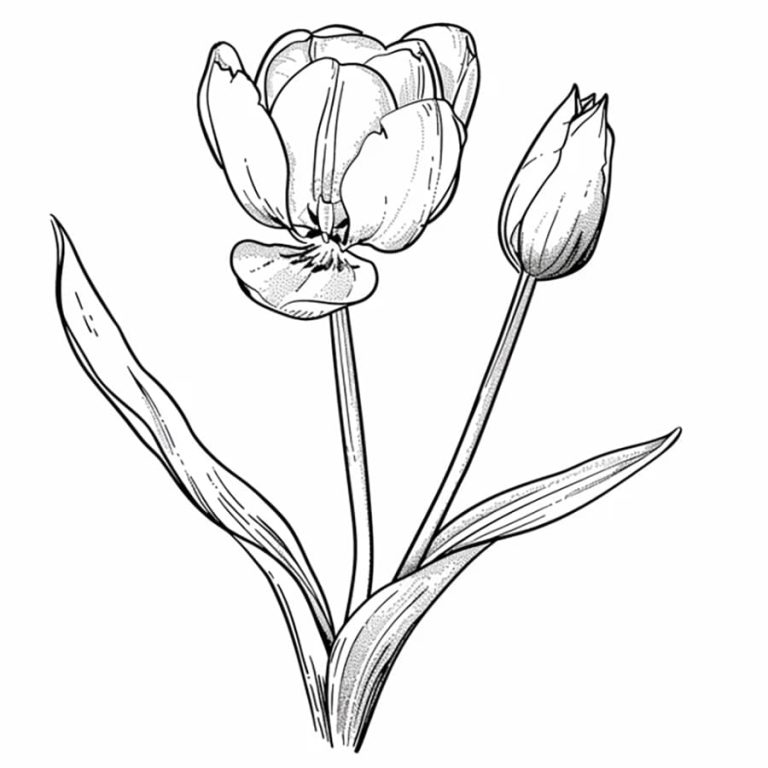 Tô màu Hoa Tulip Và Nụ Hoa