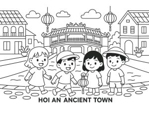 Tô màu Học Sinh Tham Quan Phố Cổ Hội An