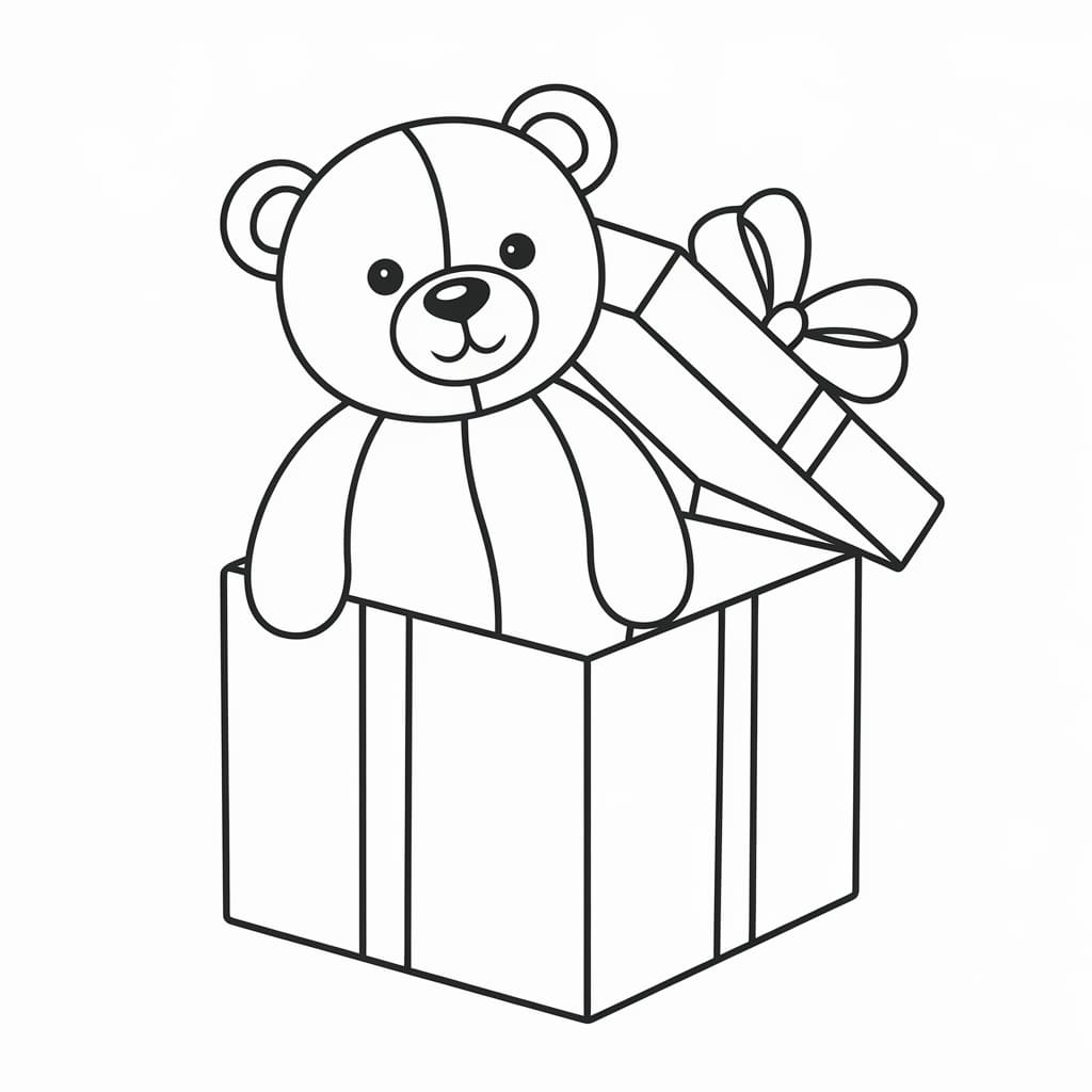 Tô màu Hộp Quà Có Gấu Bông