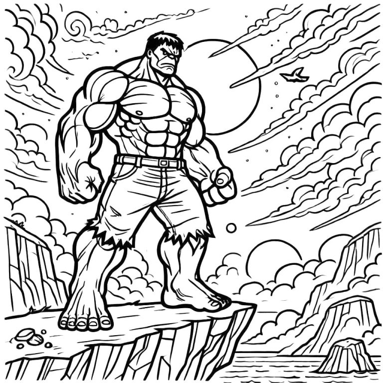 Tô màu Hulk Đứng Trên Mỏm Đá
