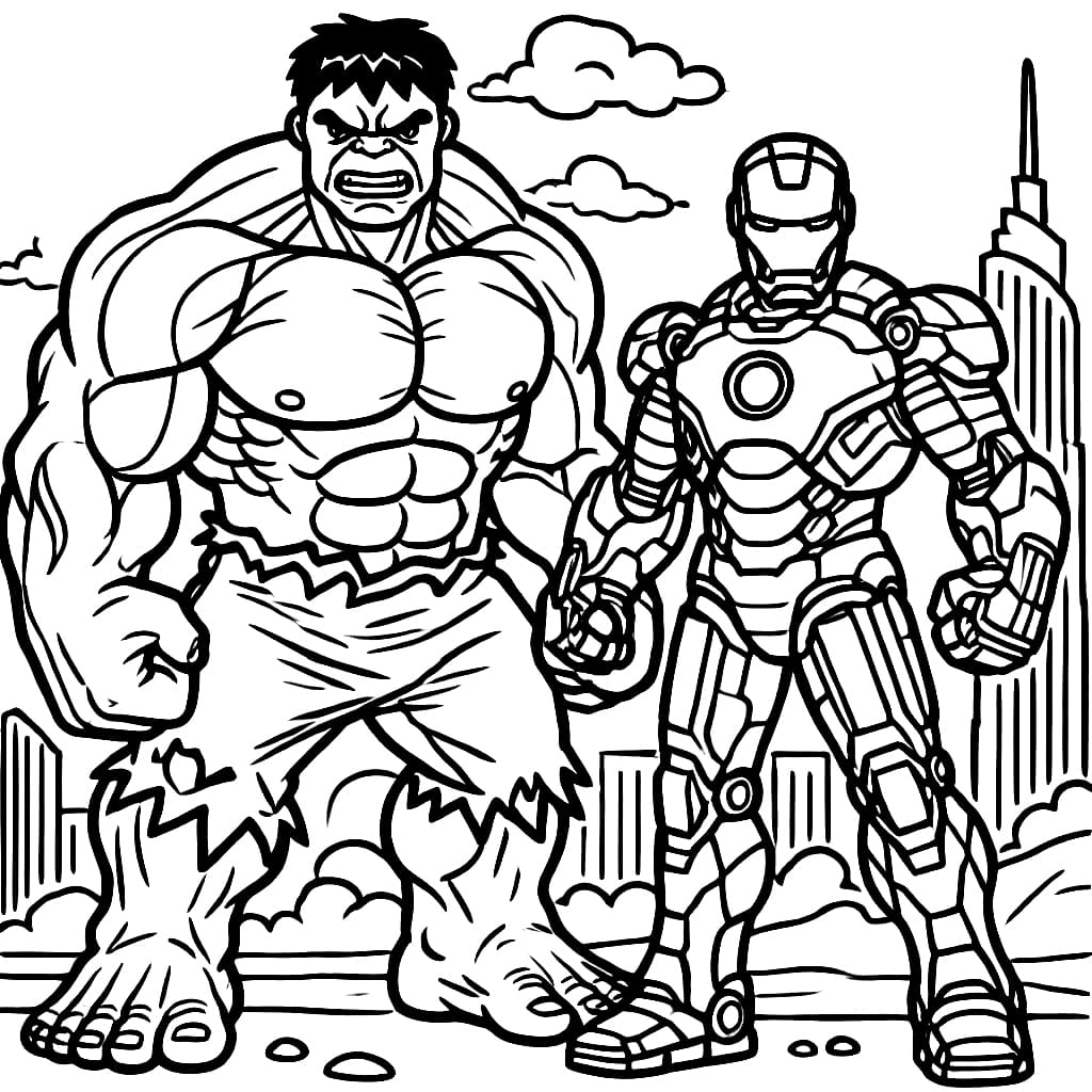 Tô màu Hulk Và Người Sắt
