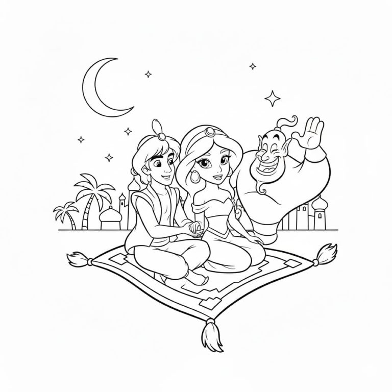 Tô màu Jasmine, Aladdin Và Thần Đèn
