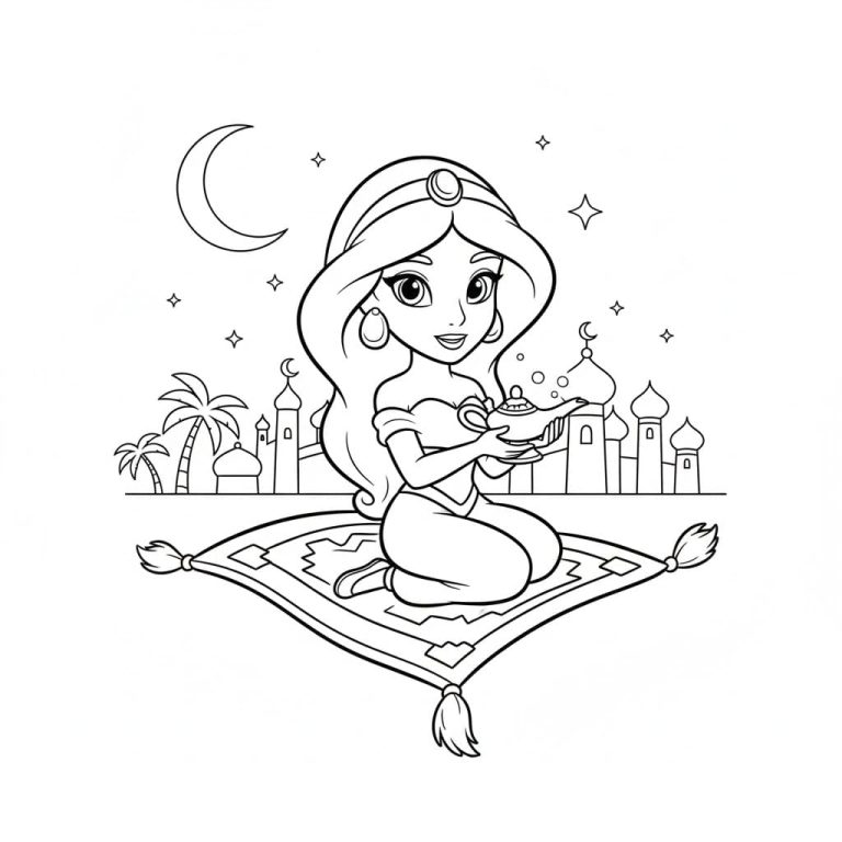 Tô màu Jasmine Và Cây Đèn Thần