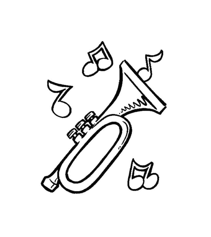 Tô màu Kèn Trumpet Lớn Và Nốt Nhạc