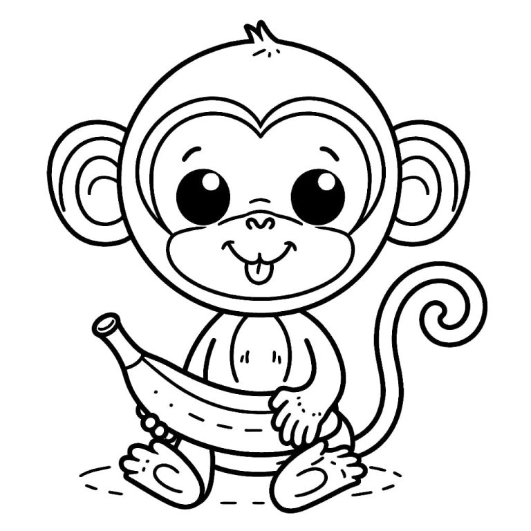 Tô màu Khỉ Và Quả Chuối