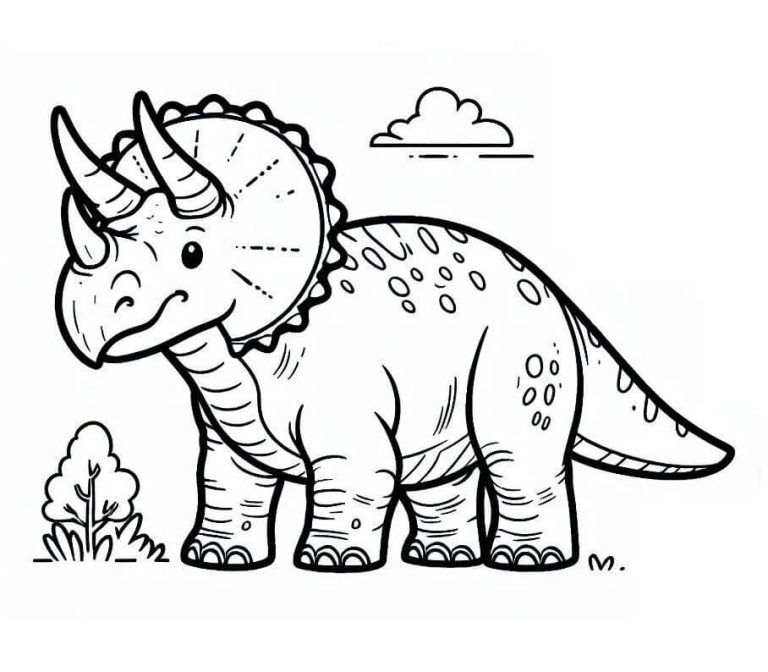 Tô màu Khủng Long Ba Sừng Triceratops