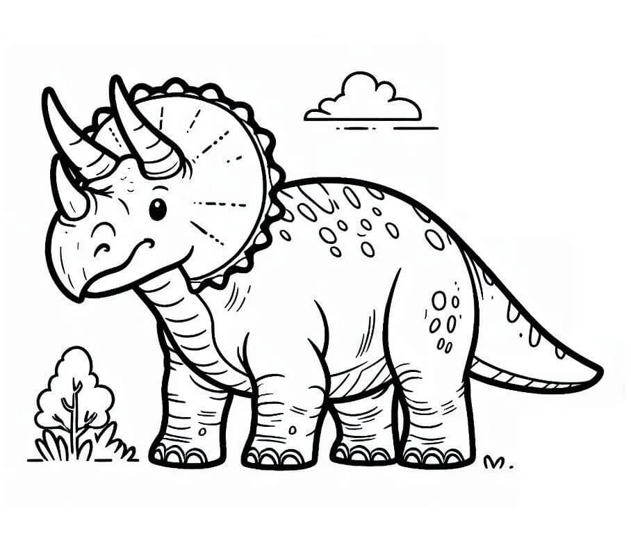 Tô màu Khủng Long Ba Sừng Triceratops