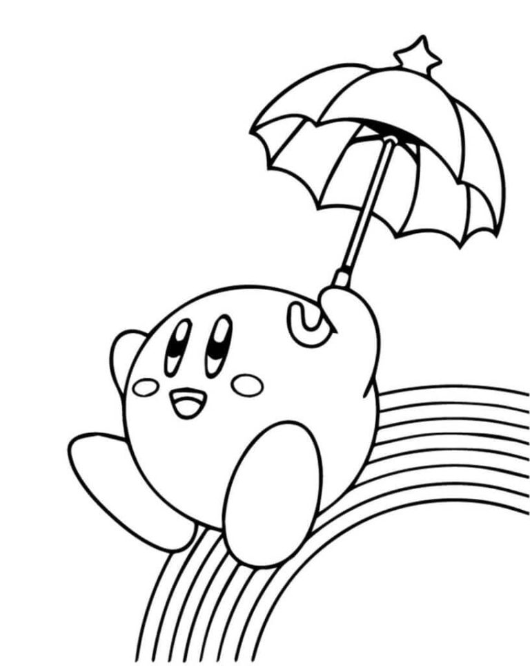 Tô màu Kirby Trượt Trên Cầu Vồng