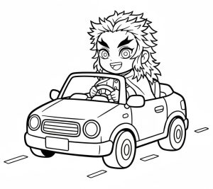 Tô màu Kyojuro Rengoku Lái Ô tô