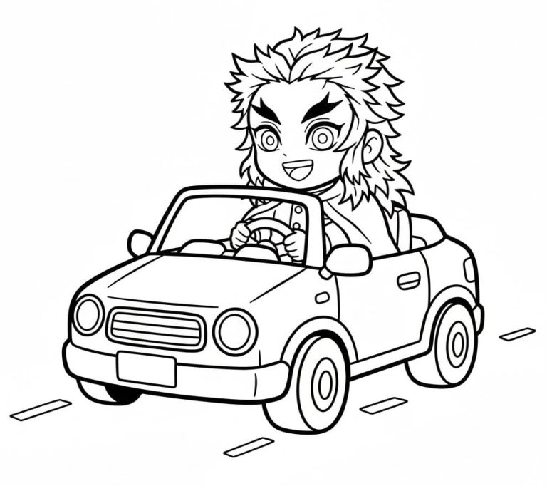 Tô màu Kyojuro Rengoku Lái Ô tô
