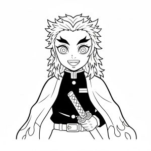 Tô màu Kyojuro Rengoku Vui Vẻ