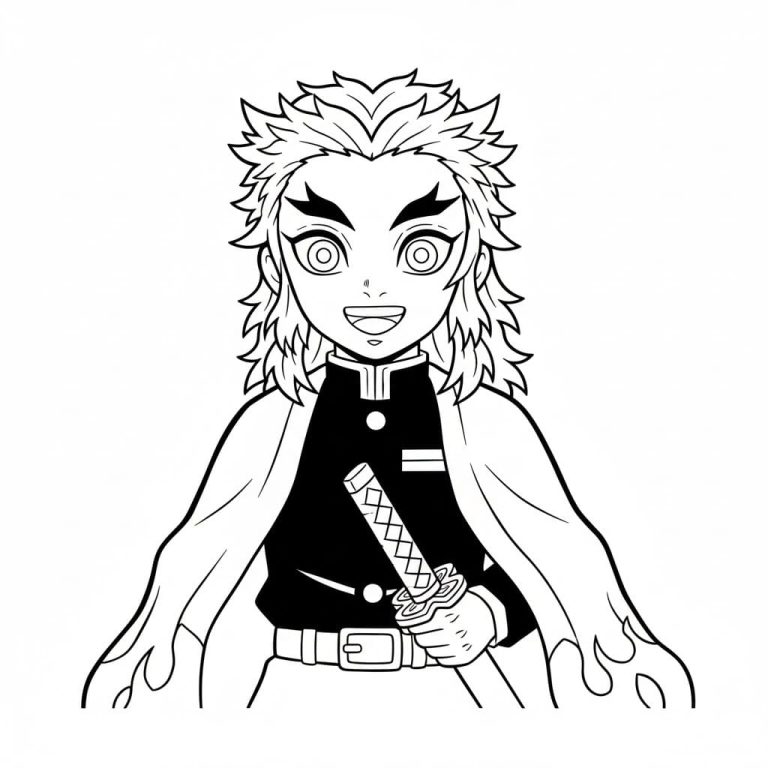 Tô màu Kyojuro Rengoku Vui Vẻ