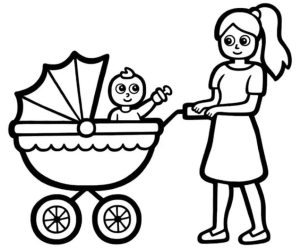 Tô màu Mẹ Và Xe Đẩy