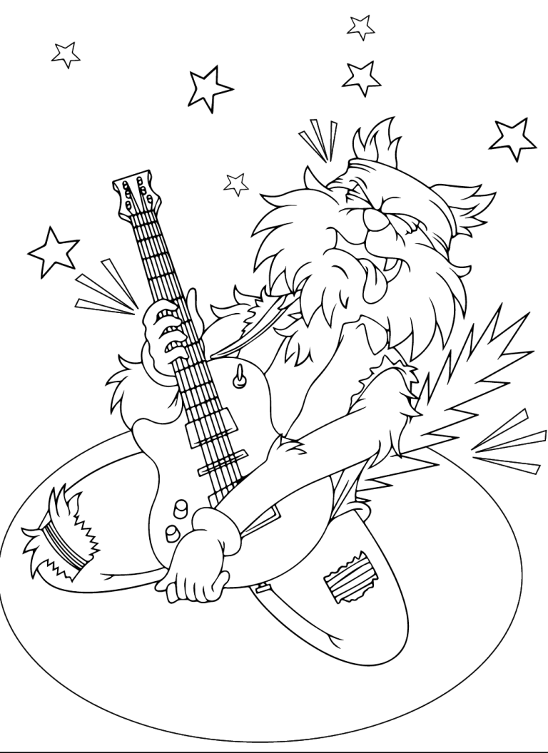Tô màu Mèo Chơi Đàn GuitaR