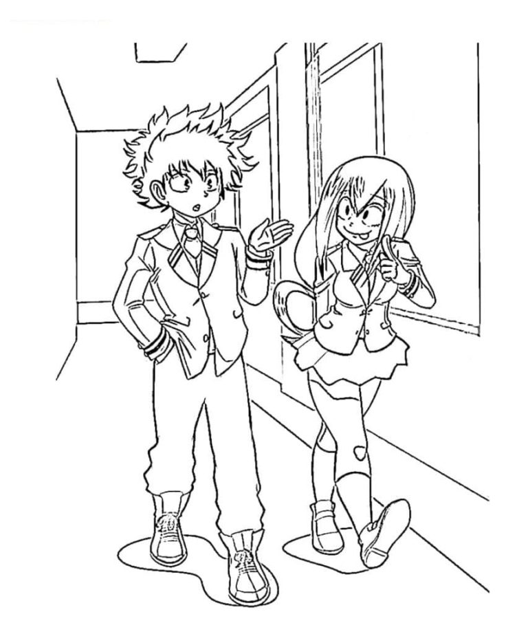 Tô màu Midoriya và Tsuyu Asui