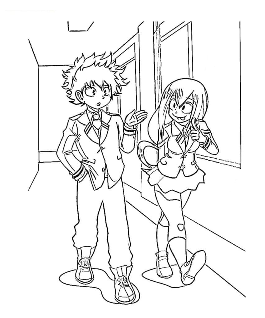 Tô màu Midoriya và Tsuyu Asui