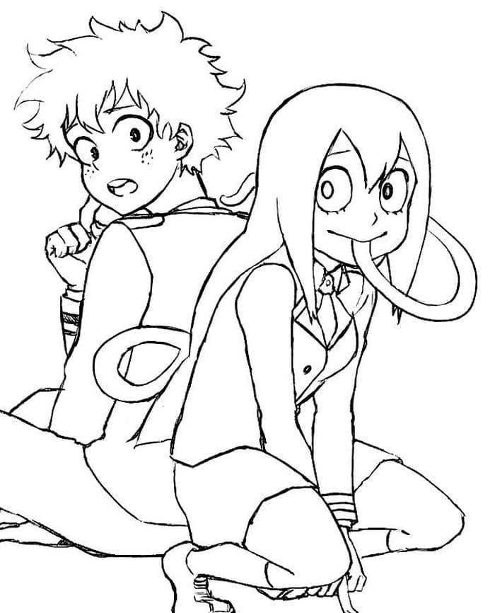Tô màu Midoriya và Tsuyu