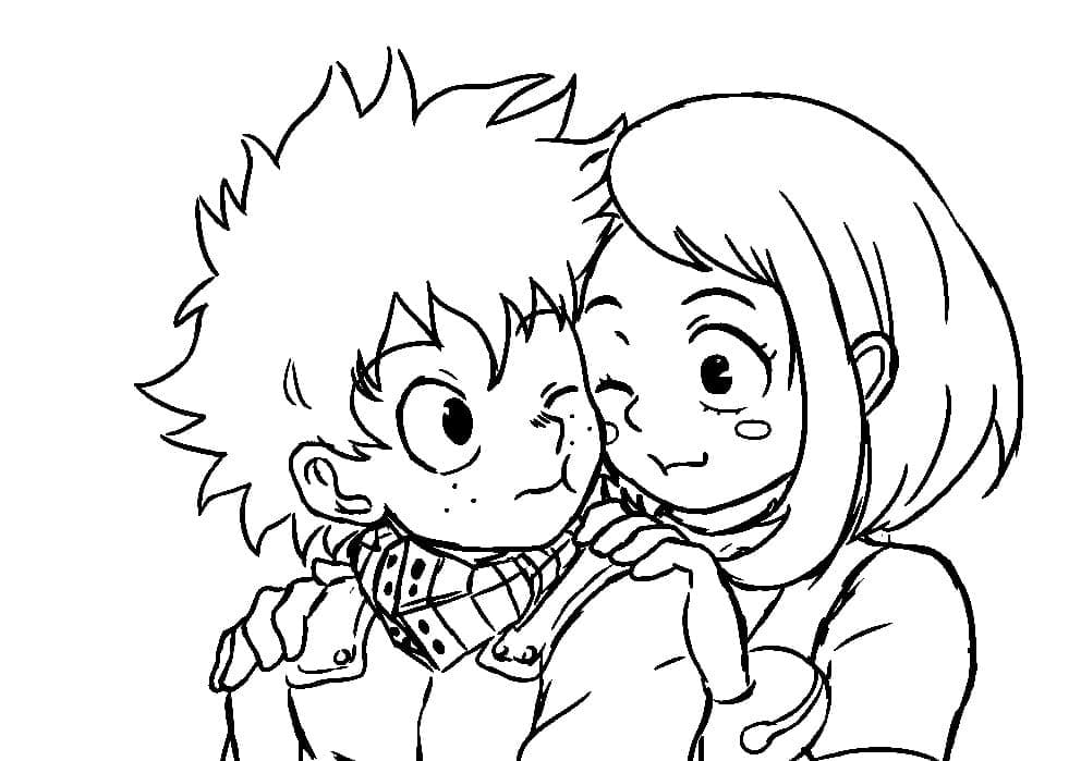 Tô màu Midoriya và Uraraka
