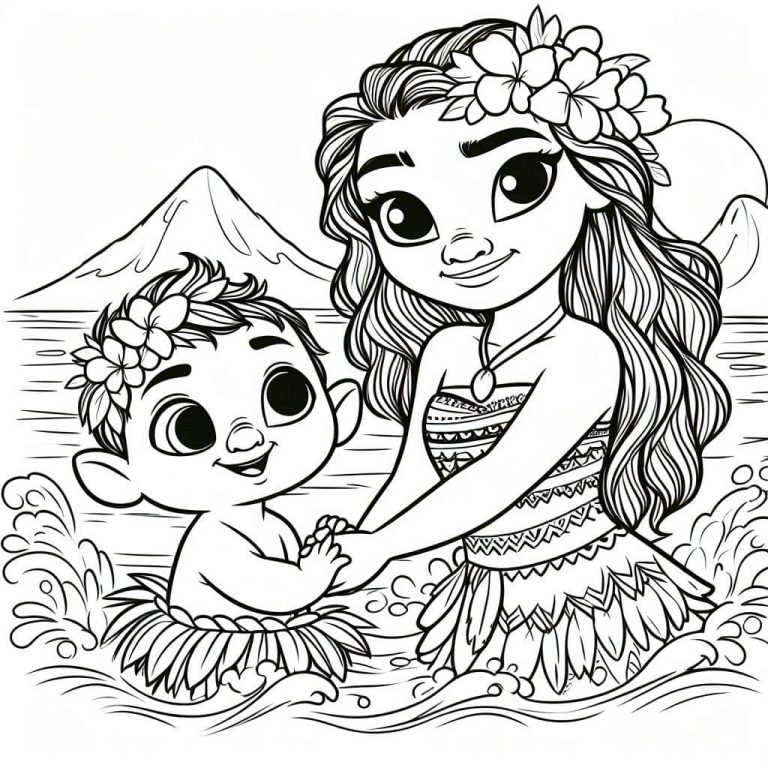 Tô màu Moana Và Cậu Bé
