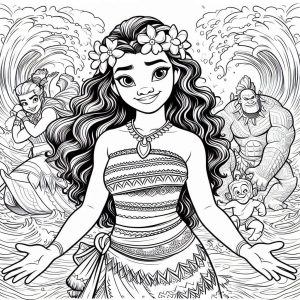 Tô màu Moana Và Mọi Người