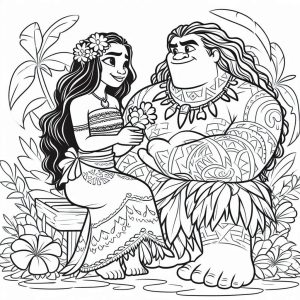 Tô màu Moana VớI Maui