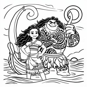 Tô màu Moana VớI Maui Mạnh Mẽ