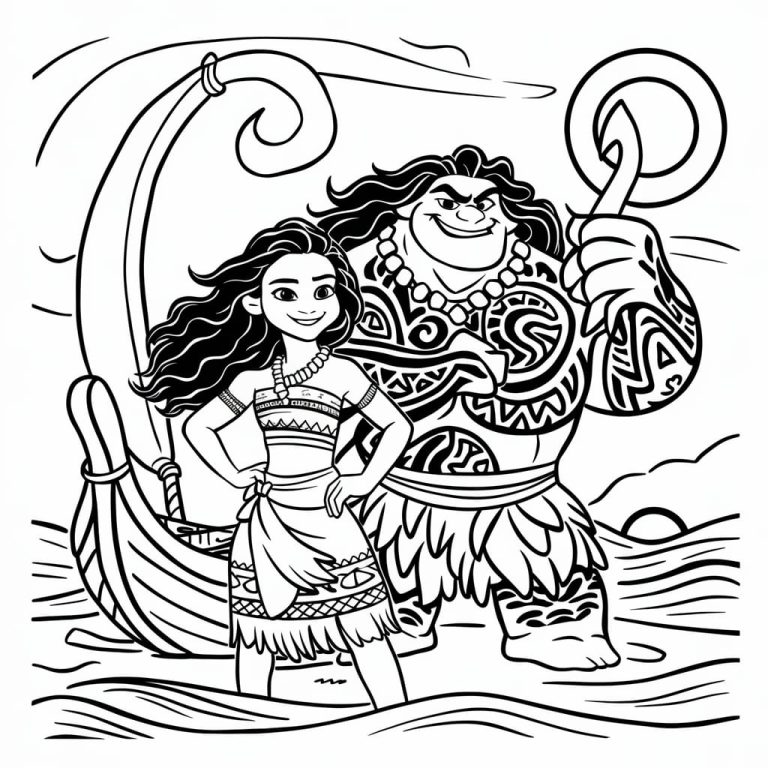 Tô màu Moana VớI Maui Mạnh Mẽ