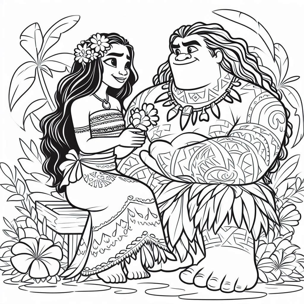 Tô màu Moana VớI Maui