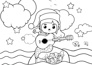 Tô màu Nàng Tiên Cá Chơi Đàn Guitar