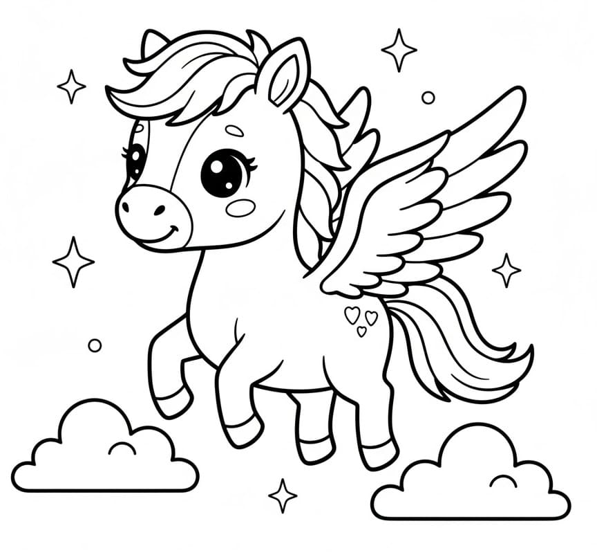 Tô màu Ngựa Pegasus Cute