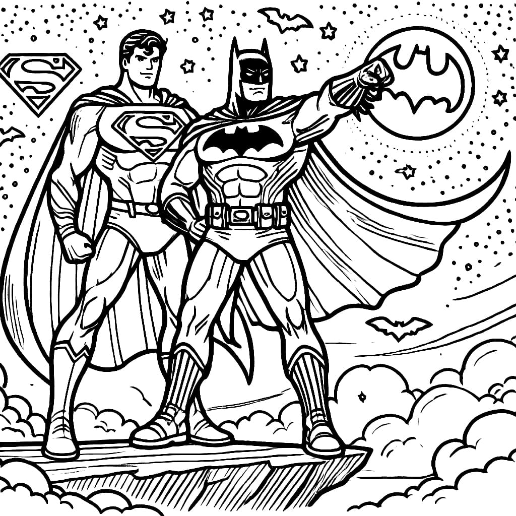 Tô màu Người Dơi Với Superman