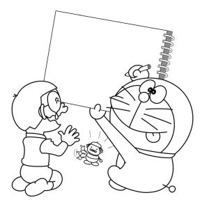 Tô màu Nobita Và Doraemon Vẽ Tranh