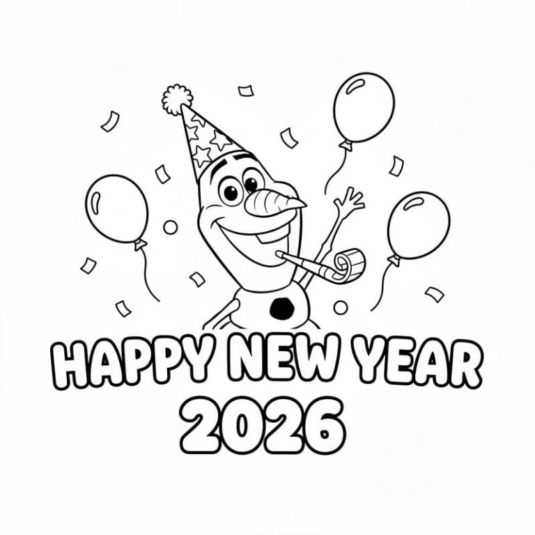 Tô màu Olaf Chúc Mừng Năm Mới 2026