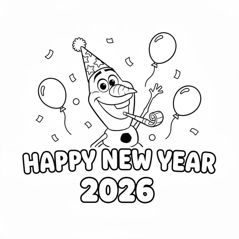 Tô màu Olaf Chúc Mừng Năm Mới 2026