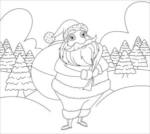 Tô màu Ông Già Noel Và Túi Quà Giáng Sinh
