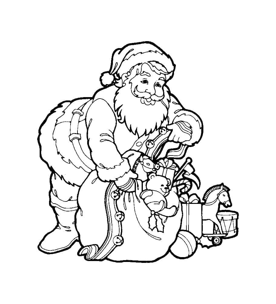 Tô màu Ông Già Noel Với Túi Quà Lớn