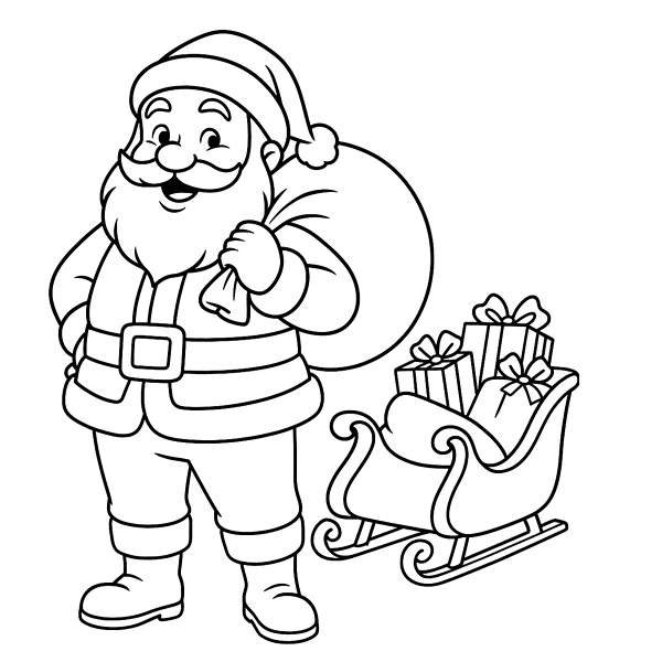 Tô màu Ông Già Noel Với Túi Quài