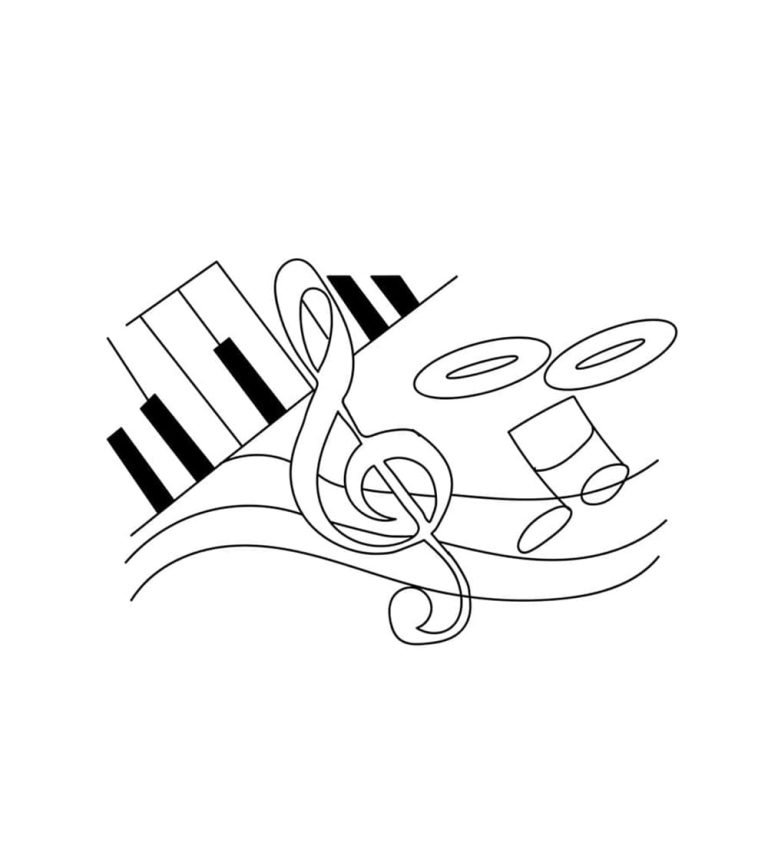 Tô màu Phím Đàn Piano Và Nốt Nhạc